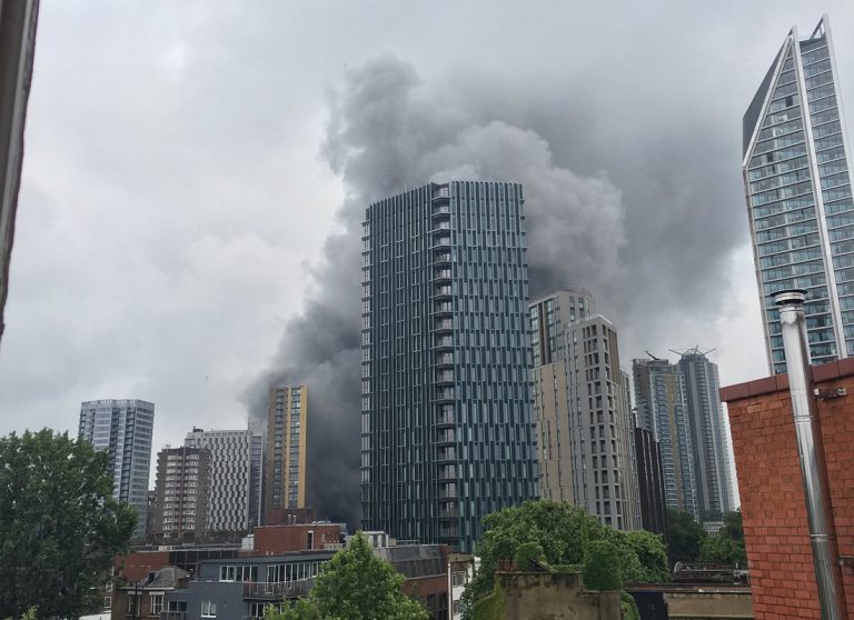 London:  A spectacular fire breaks out near an underground station