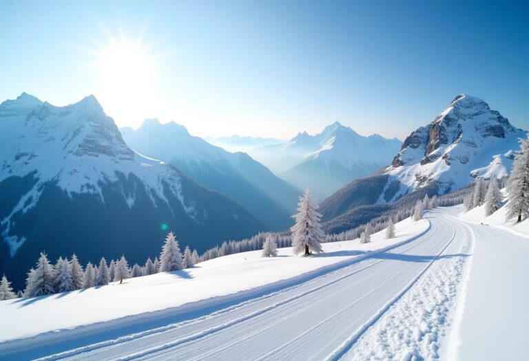 Scenic view of Tignes ski resort in winter