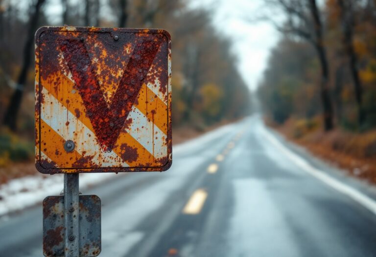 Old road signs in Inverness showing wear and tear