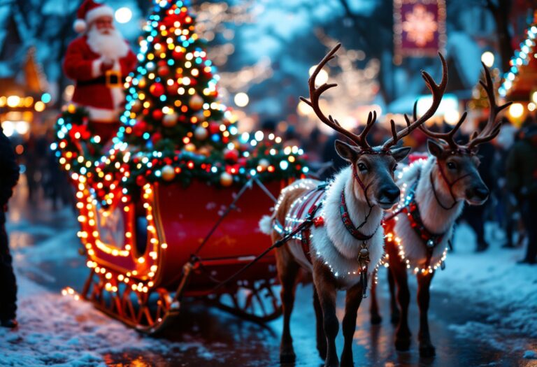 Reindeer parade in Inverurie celebrating the festive season
