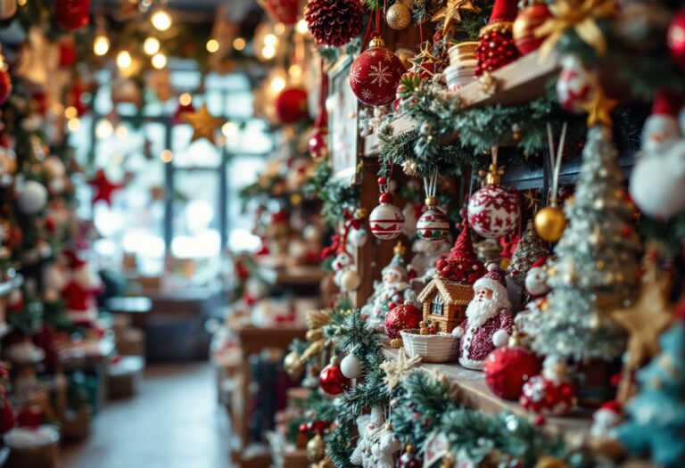 Festive display at Gallimaufry Christmas shop in Cullen