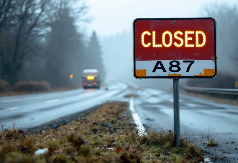 Scene of traffic disruption on Isle of Skye due to crash