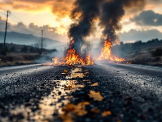 A96 road closed due to van fire causing traffic delays