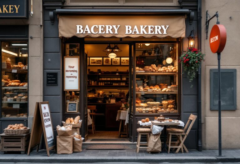 Ashers Bakery sign on Elgin High Street after reopening