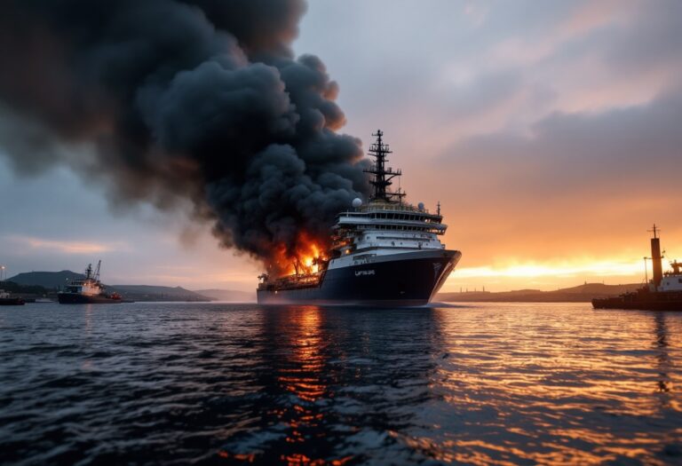Fire incident on a cargo ship in Aberdeen's South Harbour