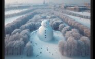 A majestic snowman in Aberdeen's winter landscape