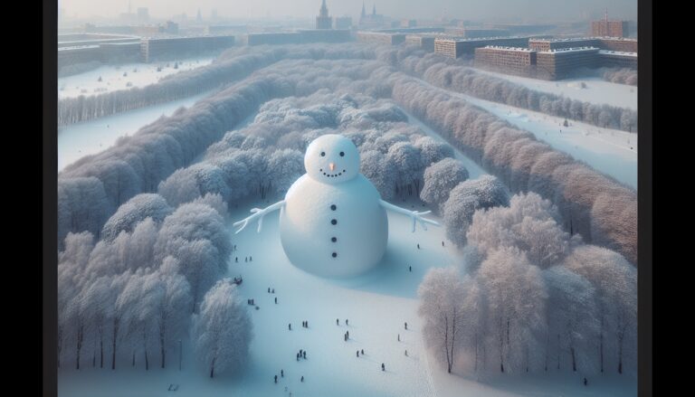 A majestic snowman in Aberdeen's winter landscape