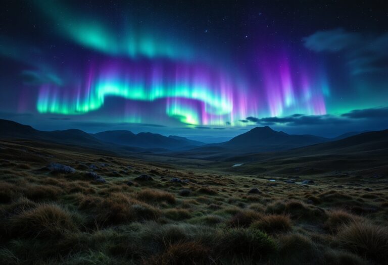 Spectacular Northern Lights over Scotland's New Year celebrations