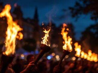 Fireballs being swung during Stonehaven New Year event