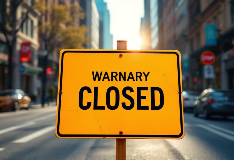 Road closure sign in Aberdeen for essential energy works