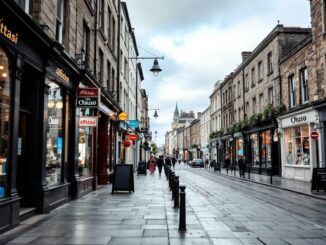 Vacant storefronts on Union Street, Aberdeen's high street