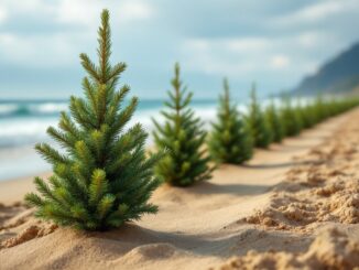 Innovative coastal protection using Christmas trees