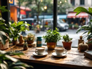 A vibrant coffee shop scene in Inverness, Scotland