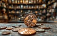 Close-up of a counterfeit 1933 penny revealing details
