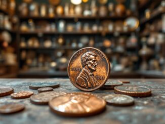 Close-up of a counterfeit 1933 penny revealing details