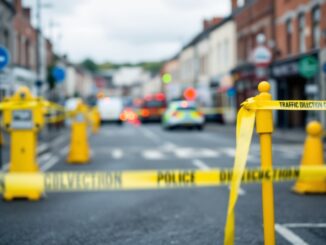 Emergency services at the scene of an assault in Co Tyrone