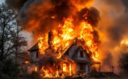 Firefighters battling a fire at a home in Inverness
