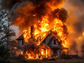 Firefighters battling a fire at a home in Inverness