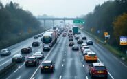 Traffic jam on M56 motorway due to incident in Manchester