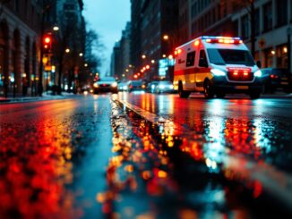 Emergency services at a pedestrian collision site in Aberdeen