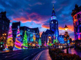 Illuminated artwork at Spectra 2025 in Aberdeen, Scotland