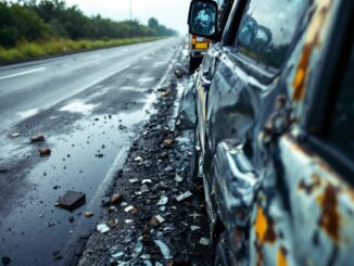 Damage to vehicle from debris on A98 road