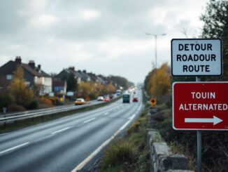 Major roadworks causing diversion on A96 highway