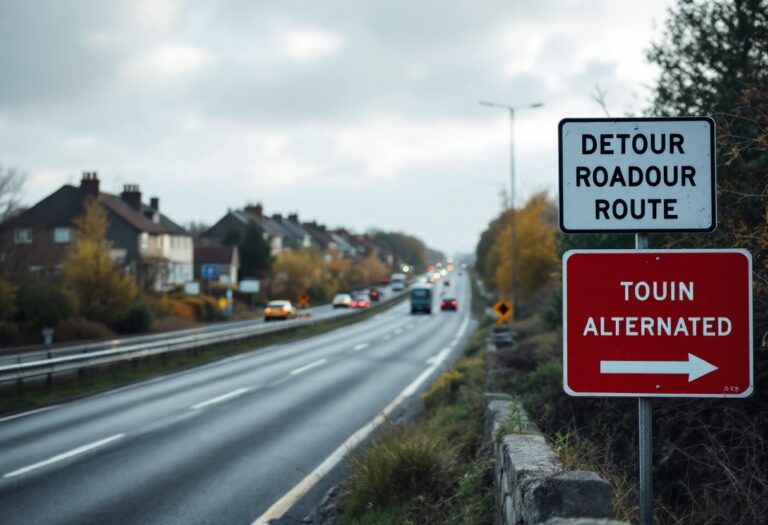 Major roadworks causing diversion on A96 highway