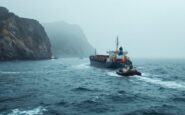 Cargo ship being towed to Aberdeen following a collision
