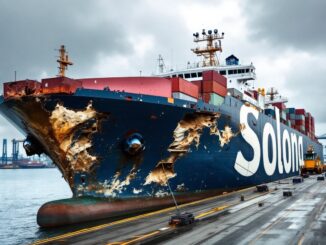 Container ship Solong docked in Aberdeen after collision