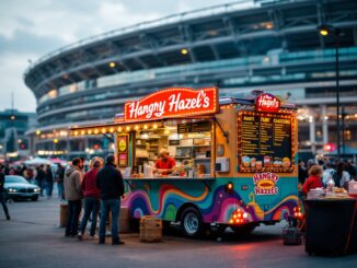Emma Williamson serving delicious food from her food truck