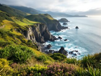 Scenic view of North Coast 500 with tourists and locals