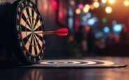 Martin Schindler during an unusual dart incident at UK Open