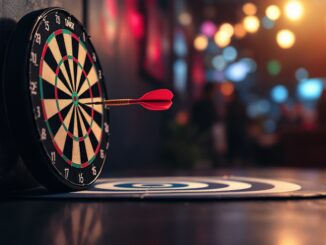 Martin Schindler during an unusual dart incident at UK Open