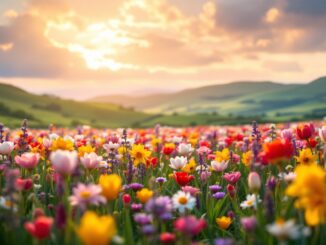 A colorful display of spring flowers in bloom