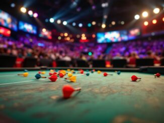Players competing at the UK Open darts tournament