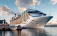Viking Vela cruise ship docked in Aberdeen harbor