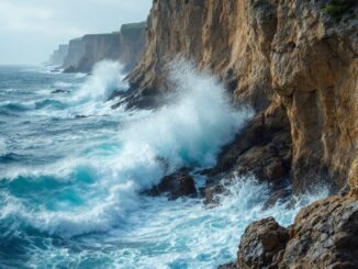 Man jumping off a cliff with emergency services nearby