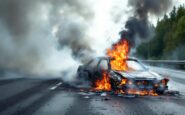 Emergency services responding to a car fire on A92
