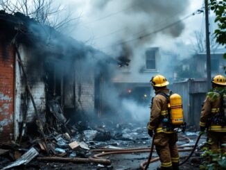 Firefighters battling a house fire in Elgin