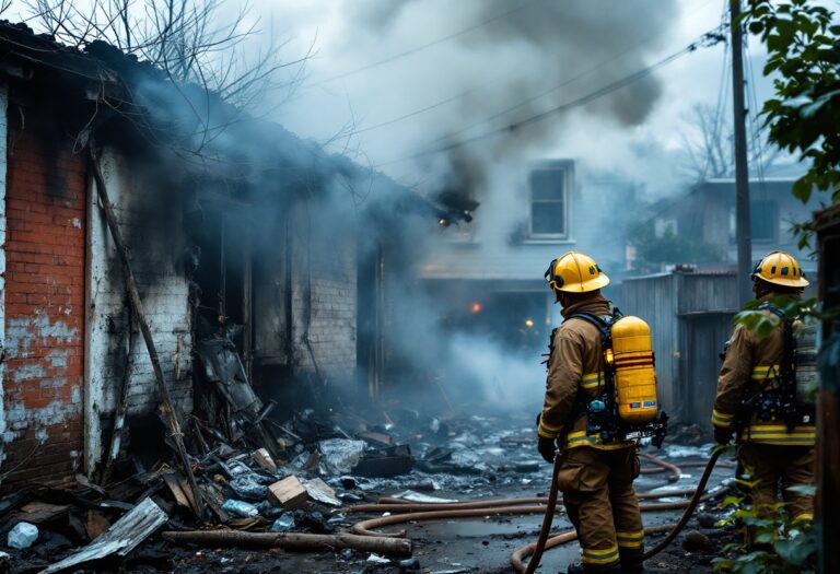 Firefighters battling a house fire in Elgin
