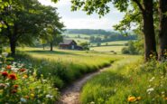 A little girl exploring Windfold Farm's magical scenery