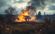 Emergency services responding to a house fire near Aboyne