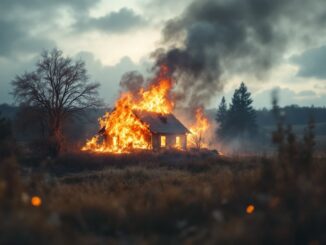 Emergency services responding to a house fire near Aboyne