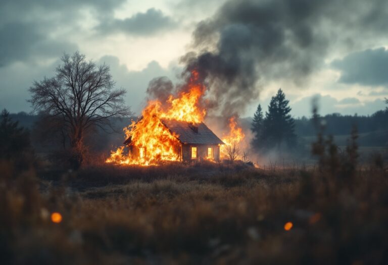 Emergency services responding to a house fire near Aboyne