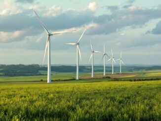 Wind turbines representing medium-scale energy in the UK