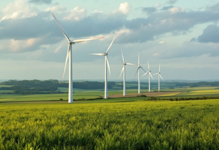Wind turbines representing medium-scale energy in the UK