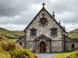 Historic church along the scenic NC500 route in Scotland