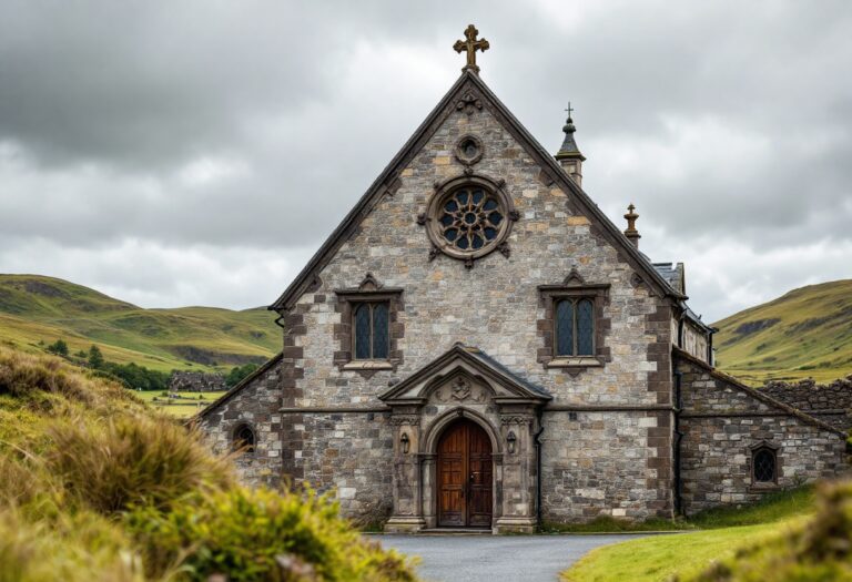 Historic church along the scenic NC500 route in Scotland