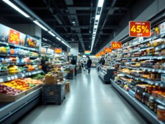 Clienti affollano Marks and Spencer Food Hall in chiusura